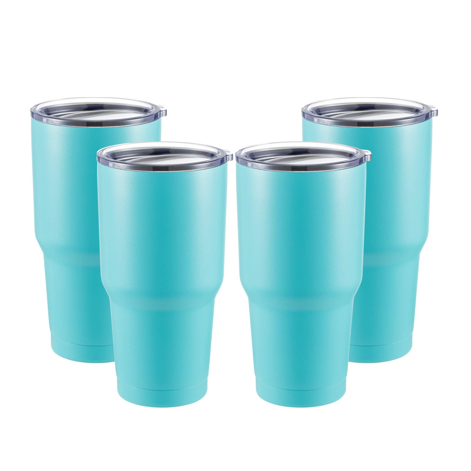 COMOOO 30oz Tumbler Stainless Steel Insulated Tumbler with Lid Double Wall Vacuum Coffee Cup Large Travel Mug for Home, Office, School,Party (Blue Green, 4 Pack)