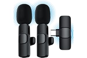 Wireless Lavalier Microphone (for USB C Android), Ponovo Dual Lapel Clip-on Mic for Phone Video Recording Live Stream Vlog Yo