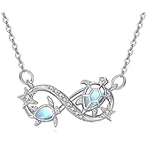 Turtle Necklace for Women 925 Sterling Silver Sea Turtle Pendant Mother and Daughter Infinity Necklaces Larimar Stone Tortoise Ocean Wave Jewelry Mothers Day Gifts