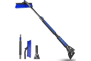 Auccutro 44'' Snow Brush Ice Scraper for Car Windshield Window, Extendable Snow Removal Tool Car Brush with Comfortable Foam Grip and Sturdy Aluminum Handle for Car, Truck, SUV Essentials Accessories