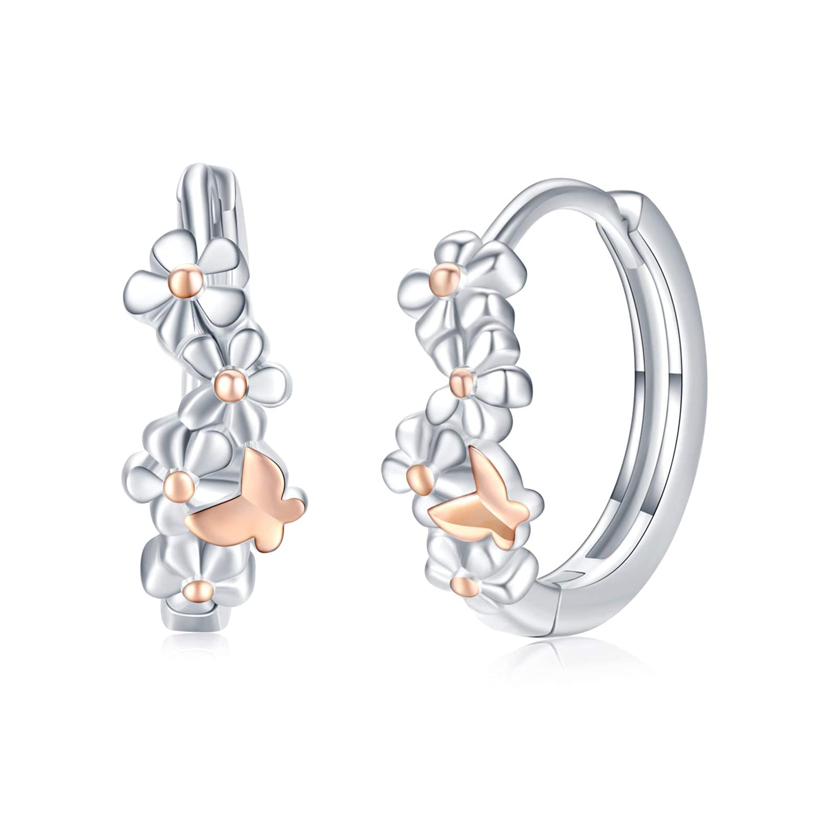 Daisy Hoop Earrings 925 Sterling Silver Daisy Earrings Flower Huggie Earrings Jewellery Gifts for Women Girls