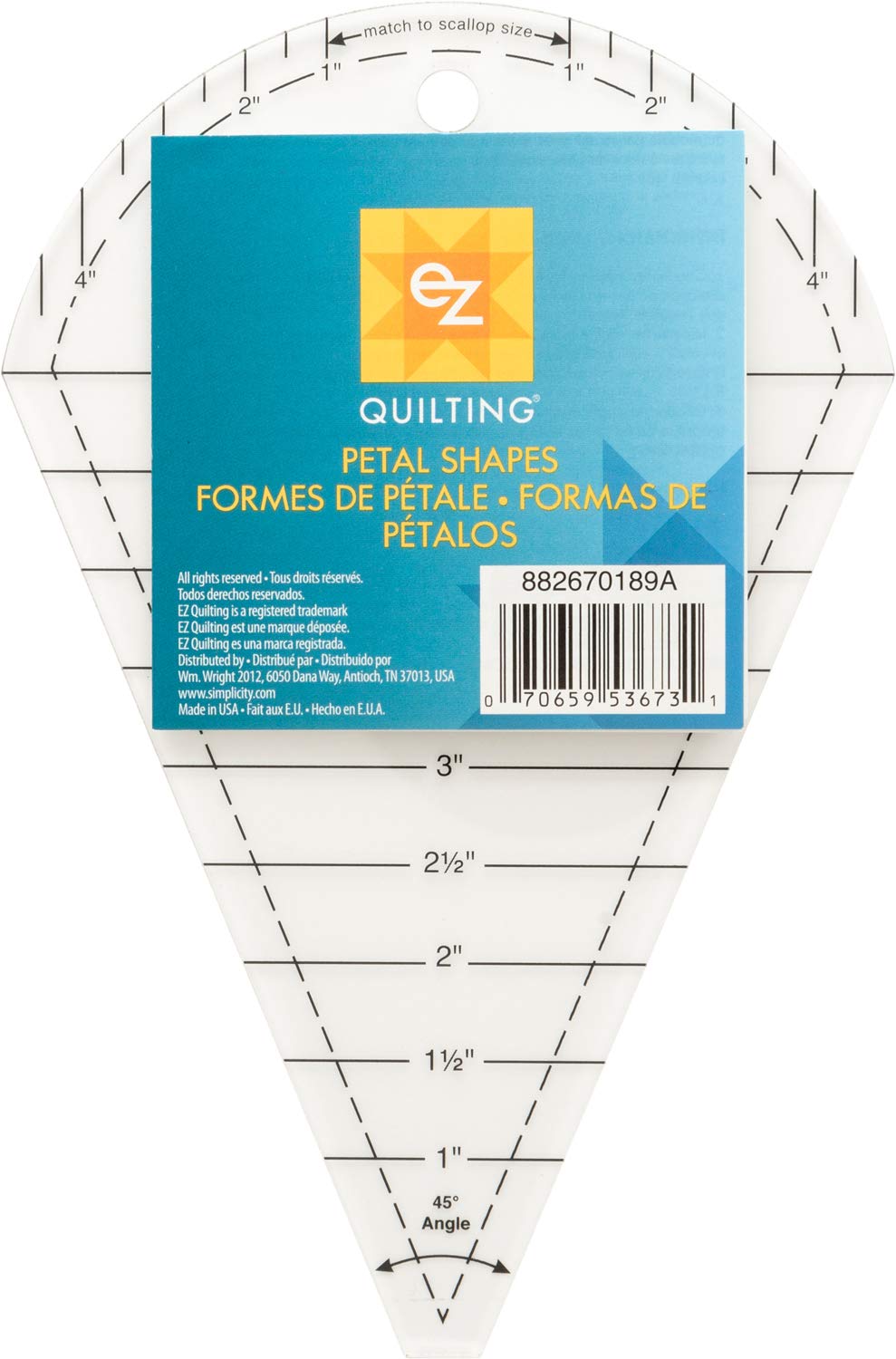 EZ Quilting Petal Shapes Acrylic Template, Yellow