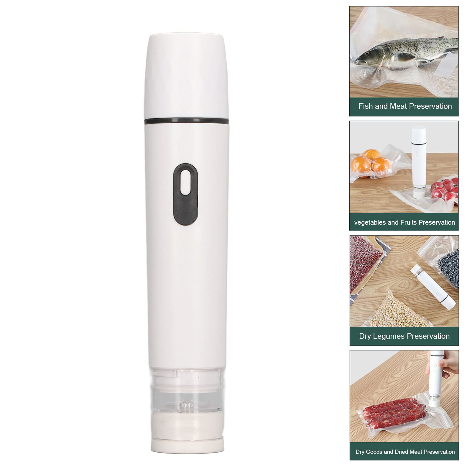 Electric Air Pump Vacuum Seal Pump Handheld Vacuum Food Sealer Automatic Food Vacuum Pump Cordless Sealing Machine Tool for Food Storage (White)