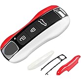 Red Black White Key Fob Cover Compatible with Porsche Cayenne 2018-2025 Panamera 2017-2024 911 2019-2023 Taycan 2019-2024 Compatible with Porsche Key Cover