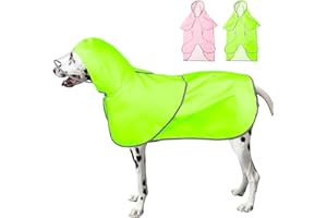 DOMIGLOW Reflective Dog Raincoat - Waterproof Dog Rain Jacket Hooded Poncho Lightweight Dog Rain Coat with Transparent Cap Brim (X-Large, Green)