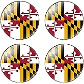 HSQCEZ 4 Pcs Maryland Flag Pin Round 1 Inch, Lapel Pins Souvenir Badge for Hat Clothes Backpack,Marylanders Flag Brooch Accessories Party Favors,Patriotic Pin Accessories for Men/Women