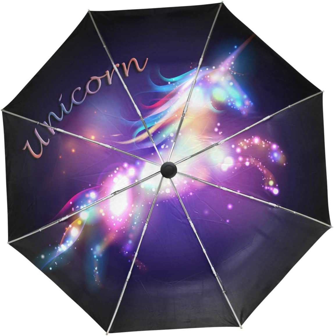 WamikaWamika Galaxy Unicorn Umbrella Automatic Open Close Windproof Compact Anti-UV Travel Umbrella Lightweight Parasol Umbrellas Sun & Rain