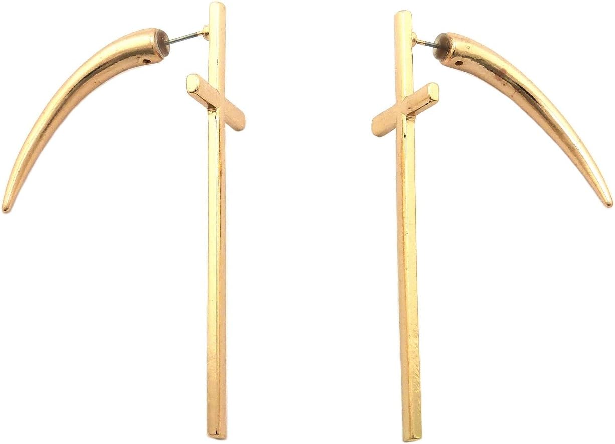 Spike Back Gold Color Cross Earrings OE1054GD