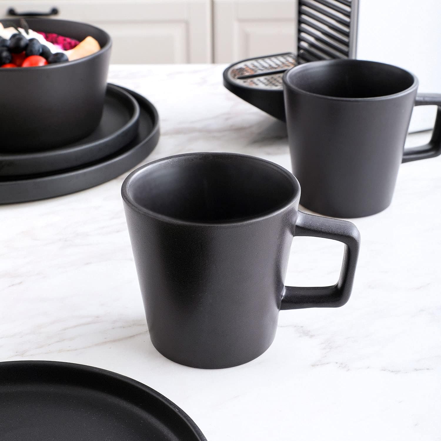  | Stone Lain Coupe Dinnerware Set, Service For 4, Black Matte: Dinnerware Sets