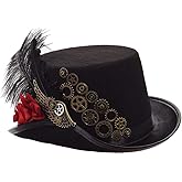 GRACEART Unisex Steampunk Top Hats with Goggles for Women Men