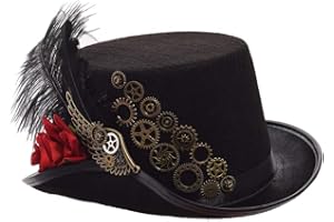 GRACEART Unisex Steampunk Top Hats with Goggles for Women Men