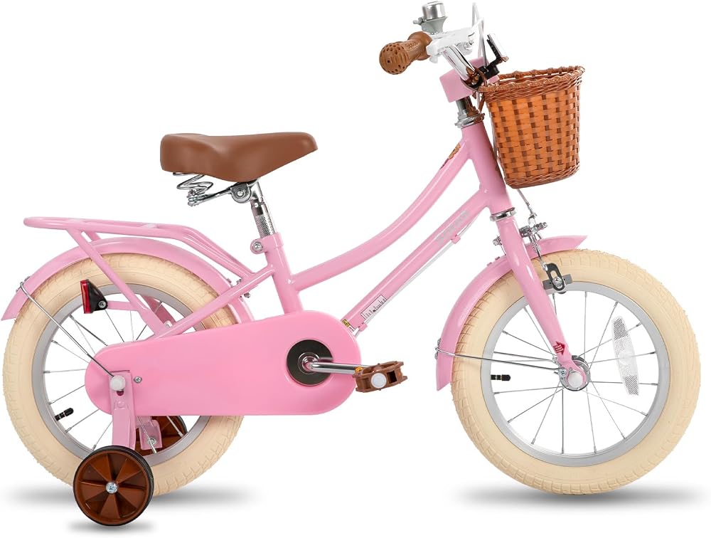 STITCH MANCHI 12 Inch Kids Bike with Basket Stabiliser Pink Girls 3-4