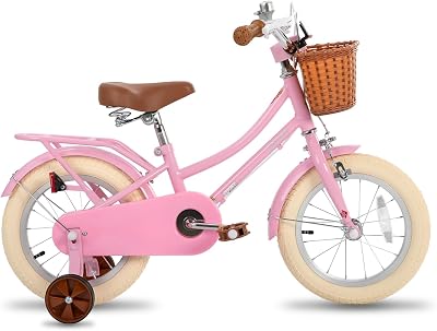 STITCH MANCHI 12 Inch Kids Bike with Basket Stabiliser Pink Girls 3-4