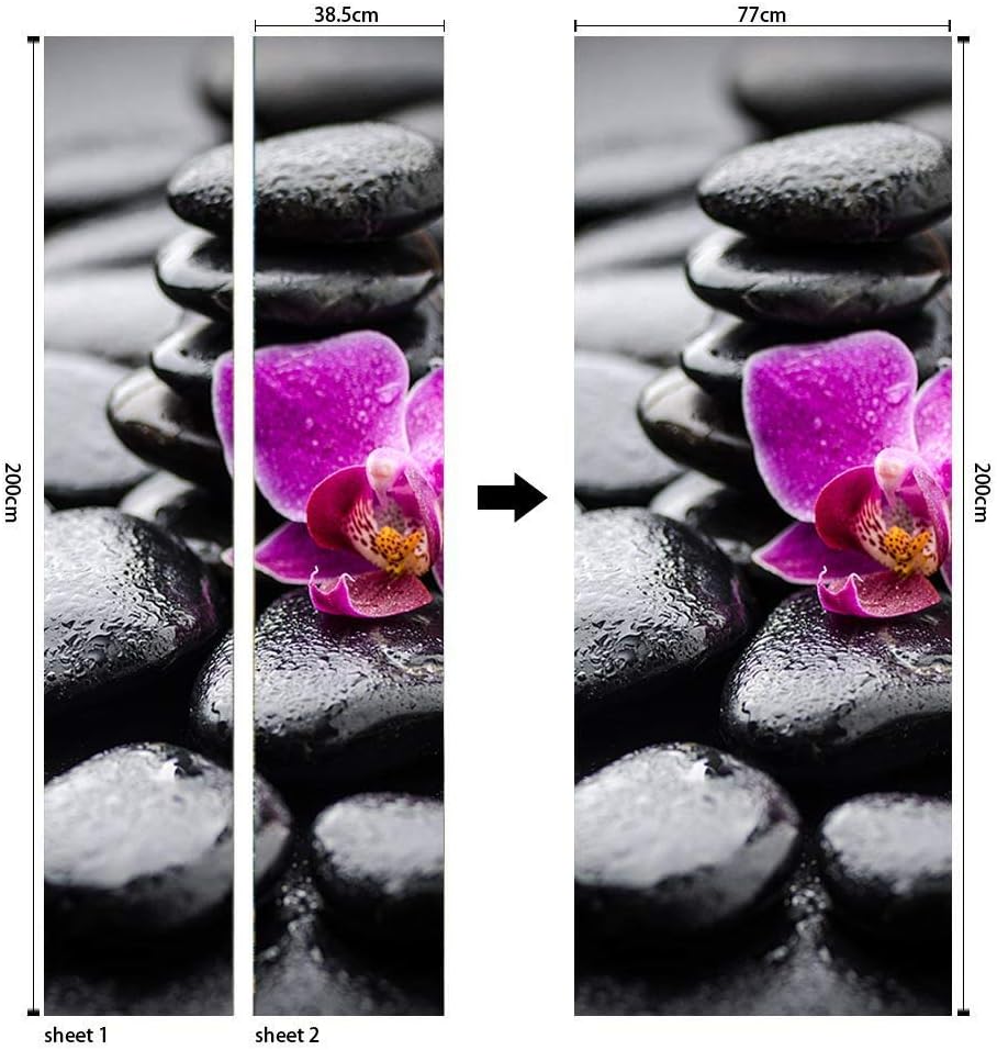 Wyylj Peinture Porte Mur Orchidee Violette Peinture Porte Effect 3d Pour Decoration Mur Salon Cuisine Chambre Salle De Bain Papier Peint 77x200cm Stickers Porte Autocollants