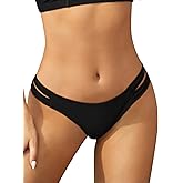 SHEKINI Bikini Bottoms Strappy Low Rise Brazilian Thong Sexy Swim Bottom for Women