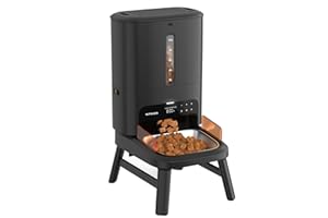 NITYERS Automatic Dog Feeder for Large Breed - 15L/ 63 Cups Anti-Clog Dog Food Dispenser for 2-23mm Kibble, Elevated Stand, Large Food Tray, Dual Power, Up to 50 Portions 6 Meals Per Day, Keeps Fresh