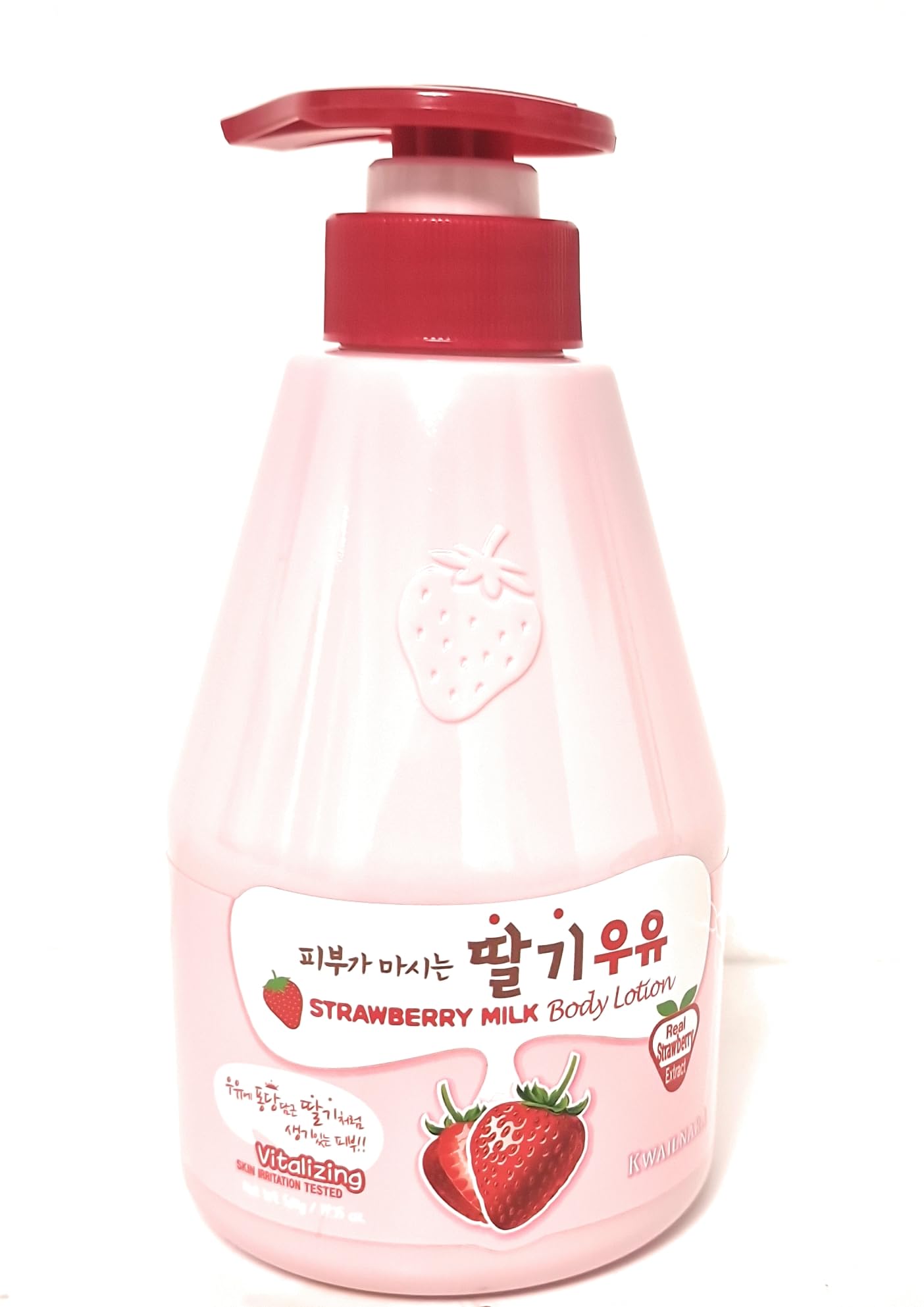 KWAILNARA Strawberry Milk Vitalizing Body Lotion 560g – Hydrating Moisturising Body Lotion with Milk Protein – Soft Smooth Skin Daily Body Care – Korean Skincare Lotion for Dry Skin