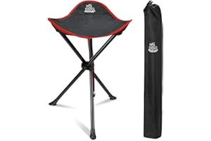 DEERFAMY Camping Stool 3 Legged Hold up to 225lbs Portable Tripod Seat with Shoulder Strap Compact Tri-Leg Chair for Backpacking Kayaking Canoeing Hiking Hunting Fishing Outdoor, Red 1 Pack