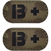 AliPlus 2PCS Blood Type B+ POS Patches Reflective Patch Hook and Loop | IR Reflective,Laser Cut,Tactical Morale Patch,Versatile Attachment,Emergency Medical Identification,2*1in CP