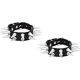 Sacina Gothic Punk 2 PCS Spike Bracelets, Black PU Leather Bracelet, Goth Emo Punk Grunge Jewelry