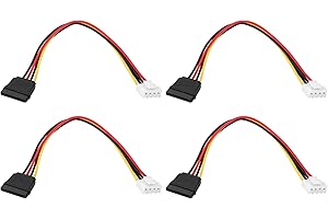 ECSiNG 4pcs 15Pin SATA Female to 4 Pin VH3.96 Power Cable for PC Hard Drives Optical Drives 30cm