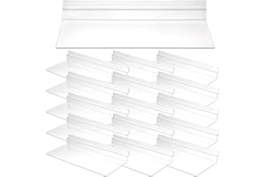 mekueeex 16 Pack 4.5 x 10 Inch Slatwall Shelves Hanging Accessories Clear Slatwall Shelf Plastic Shelves for Wall, Home Shoe Stores Boutiques Supplies (Clear) ﻿