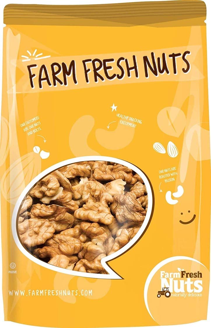 Raw Shelled California Walnuts Halves & Pieces (4 Lbs.) - Compares to Organic Walnuts - Great Source of Omega 3 - Vegan & Keto Friendly - Farm Fresh Nuts Brand Image