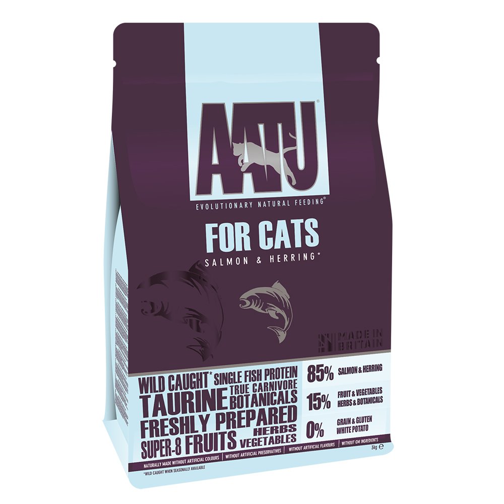 AATU 85/15 Complete Dry Cat Food, Salmon & Herring 3kg - High Protein, Grain Free Recipe, No Artificial Ingredients