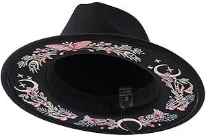Flowers Fedora Hats for Men & Women Wide Brim Felt Hat Panama Dress Fedora Hat