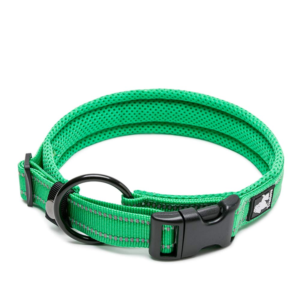 WINHYEPET True Love Dog Collar Reflective Sandwich lining Nylon Webbing Comfortable and Safe Adjustable Buckle convenient used for walking for Samll/Medium/Large neck ring TLC5011(Grass Green,M) — image 1