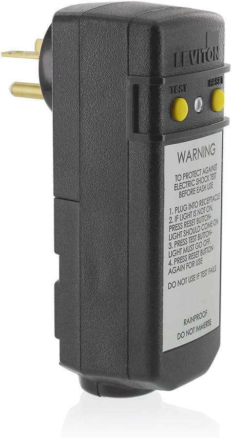 Leviton 16793 20-Amp, 120-Volt, Grounded, Compact Automatic Reset Right Angle GFCI, RoHS Compliant, Black - Electric Plugs - 