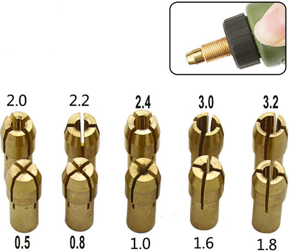 Lheng 0.5-3.2mm Brass Collet Drill Chuck Rotary Tools Electric Grinding Drill Collect Chuck Holder 10Pcs