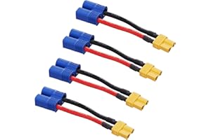 ZHOFONET EC3 Male to XT30 Female Connector Adapter, 4pcs XT30-EC3 Extension Cable,RC Battery Adapter with 5cm 16AWG Silicone Wire for LiPo Battery Micro FPV Drone