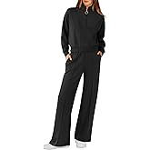 RUBZOOF Lounge Sets for Women 2 Piece Sweatsuits Fall Outfits Half Zip Sweatshirt Wide Leg Sweatpants Matching Clothing Set