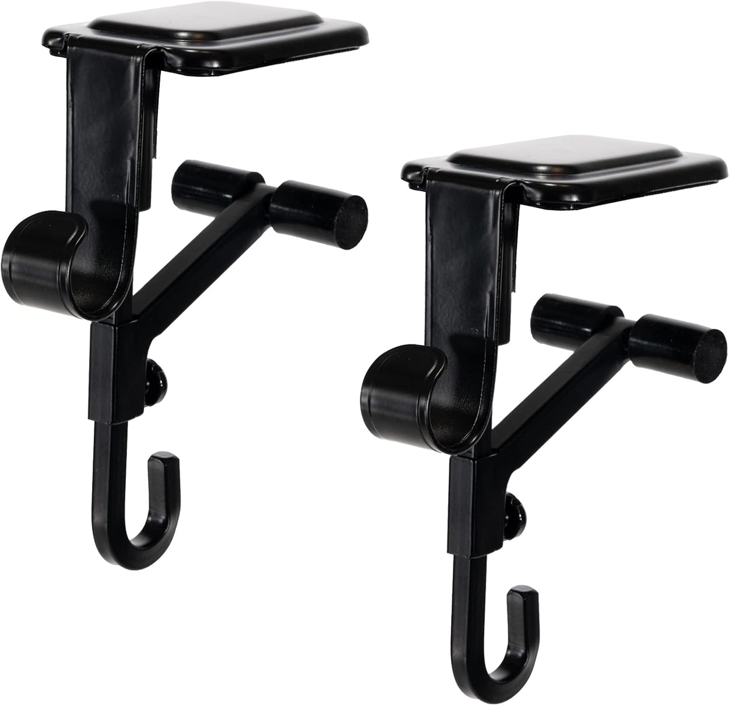 Ornament Hooks - [Fireplace Stocking and Garland Hanger] - Each Mantle Holder Has Two Hooks for Dual Purpose - Hold Christmas Stocking and Hang Garland - Durable Wrought Iron - Padded Contact Points (2 Pack - Black)