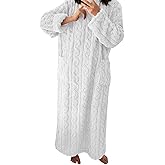 Women's Flannel Nightgown, Fuzzy Fleece Cozy Plush Warm Winter Pullover Loungewear Sleepdress with Pocket