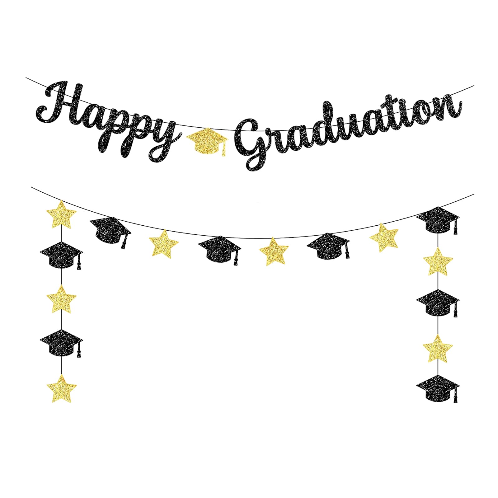 Graduation Decorations Class of 2025 Party Supplies Congratulations Banner Flag Banner, Congrats Grad Glitter Decoration for Wedding Retirement Graduation Anniversary