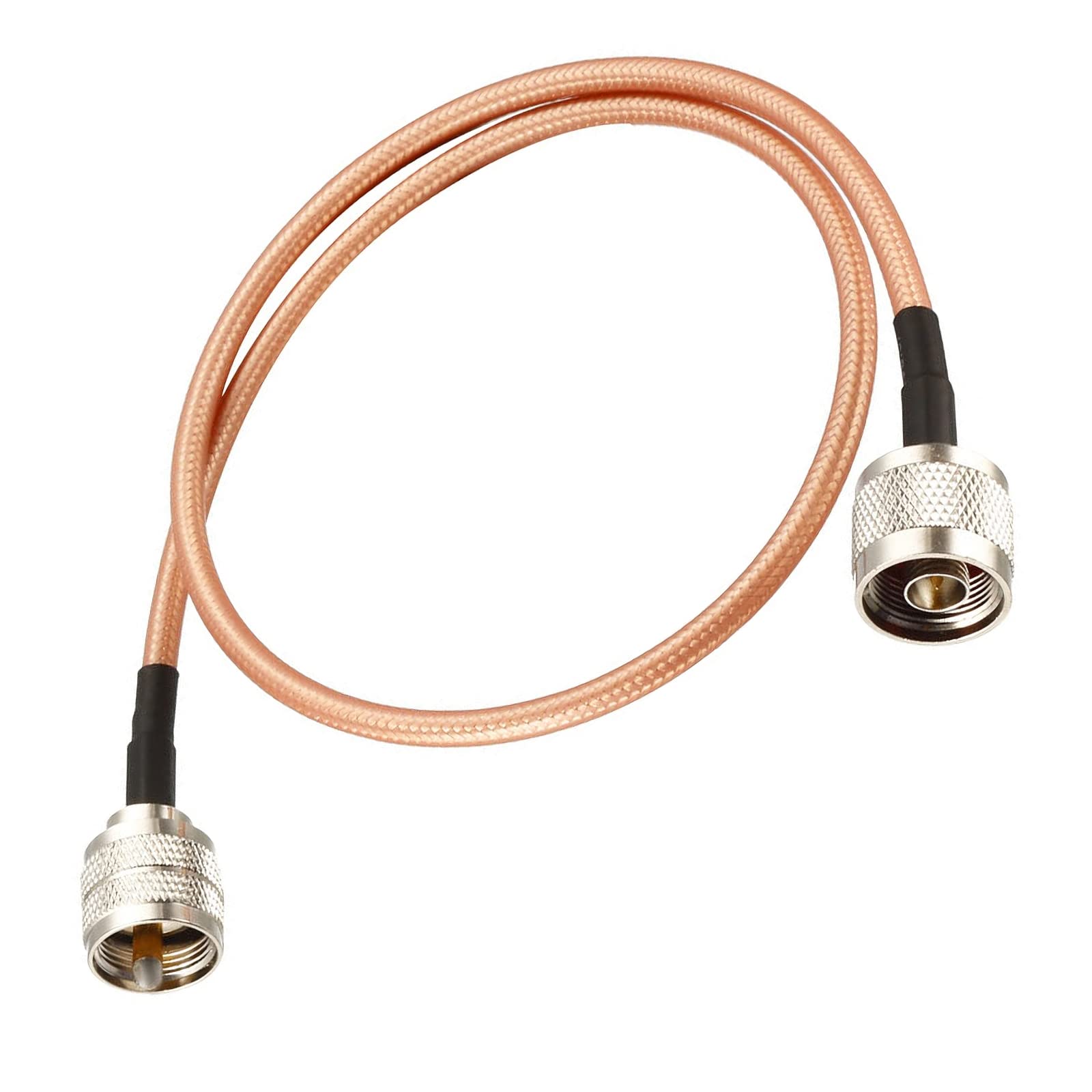 Rebower RG400 Coaxial Cables UHF (PL259) Male to N Male, [for Broadcast Coax Coaxial] - 1.5Feet/ 50 Ohm/Gold Tone/ 1Pcs