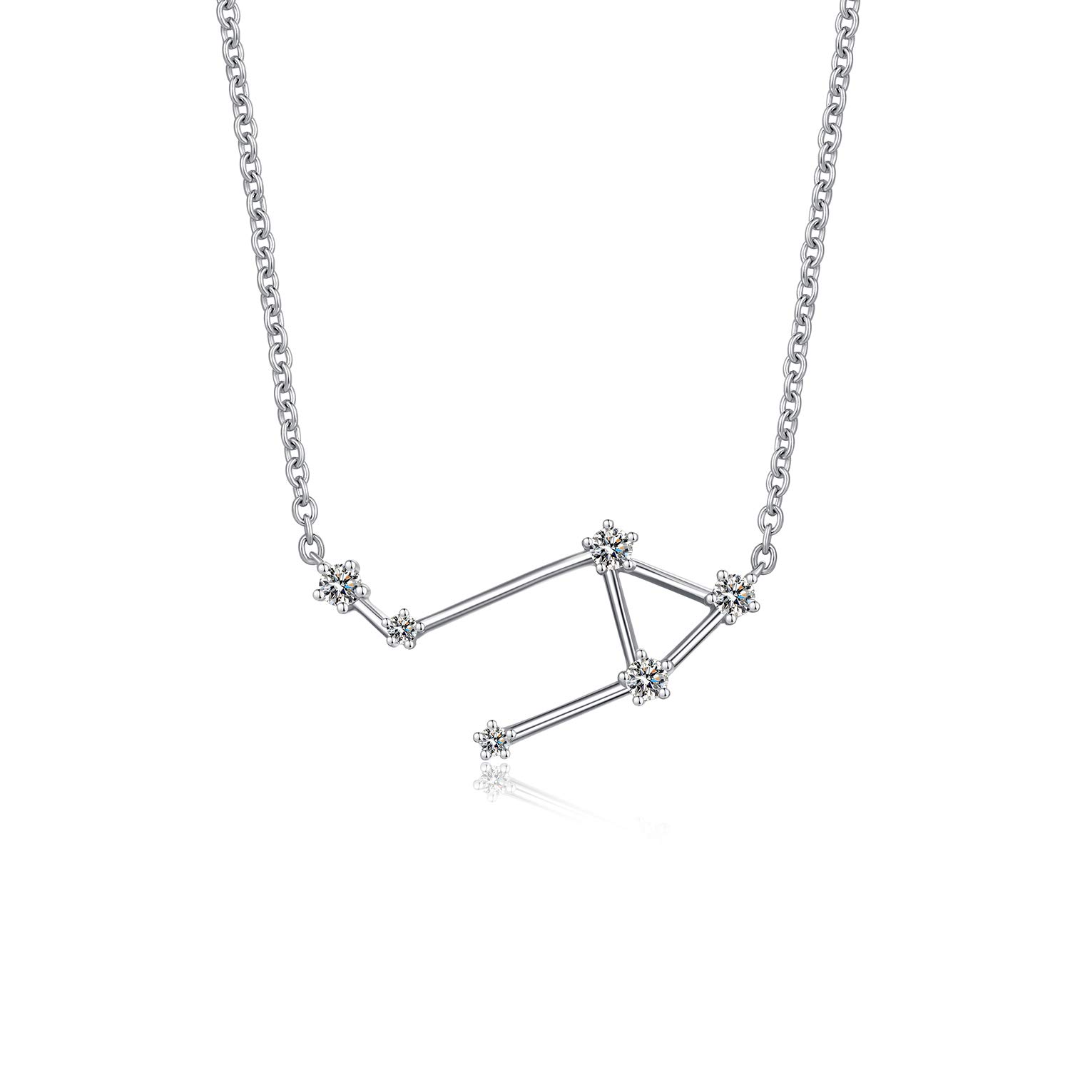 jiamiaoi Necklace for Women 12 Horoscope Necklace Leo 925 Sterling Silver Zodiac Sign 12 Constellation Necklace Astrology CZ Pendant Necklace Star Necklace Birthstone Necklace