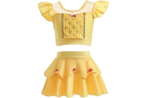 REXREII Girls Princess Swimsuits Two-Piece Tankini Set Beach Surf Birthday Swimming Party Bathing Suits Fancy Swimwear