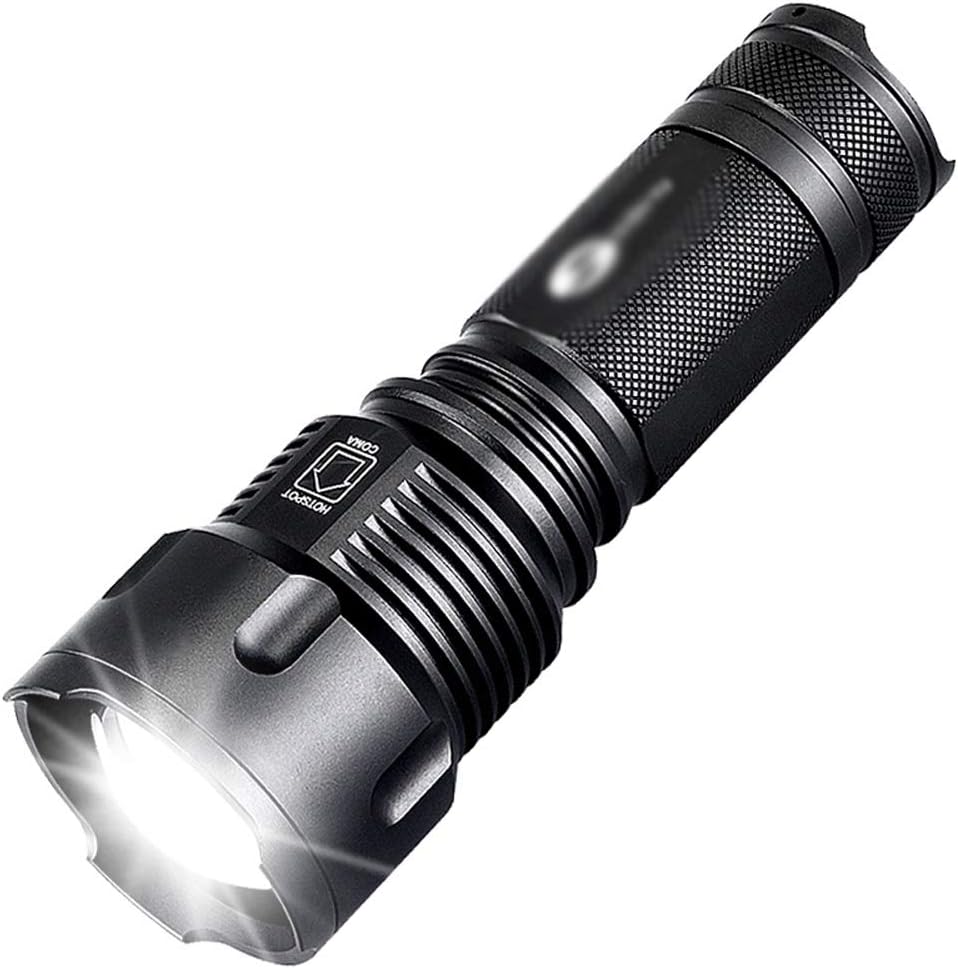 Strong Light-Flashlight Rechargeable LED Long-Range Searchlight Outdoor Home Waterproof Self-Defense Lamp White Light Long-Range 500 M Rechargeable One Electric Charge (Color : Black)