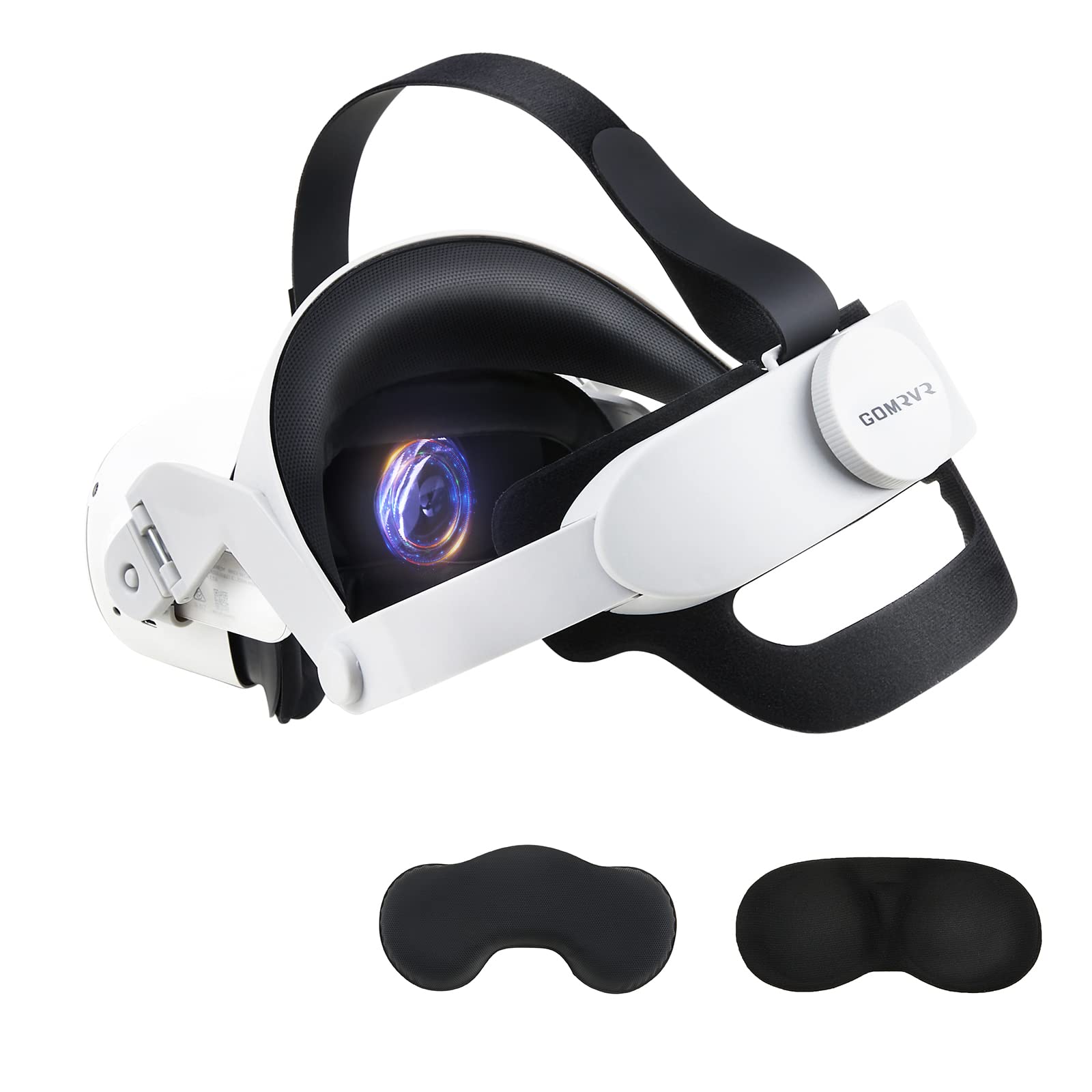 GOMRVR Adjustable Halo Strap for Oculus Quest1/Quest2 Head Strap with a Comfortable Back Big Cushion The Design balances Weight Reduces Facial Pressure -Virtual Reality Eyewear Accessories (White)