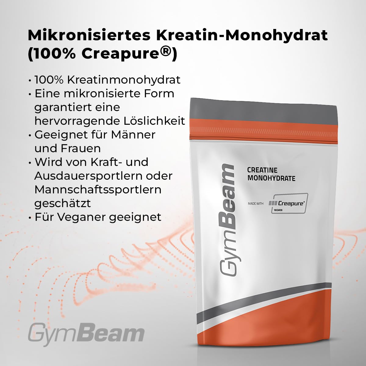 Creapure ® Creatin Monohydrat Pulver – mikronisiert, auch mit Geschmack, hochdosiert, 100% reines Kreatin Pulver, vegan – für Training & Leistungssteigerung – GymBeam (250g, Geschmacksneutral) 2