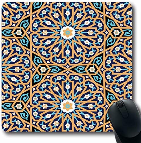 LifeCO Computer Mousepad Tile Pattern Morocco Arabic Arab Shape Alhambra Oriental Abstract Antique Design Oblong Shape 7.9 x 9.5 Inches Oblong Gaming Non-Slip Rubber Mouse Pad Mat