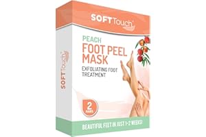 Soft Touch Foot Peel Mask - Pack of 2 Feet Peeling Masks for Dry, Cracked Heels & Calluses - Exfoliating Foot Mask Peel for Baby Soft Skin, Peach