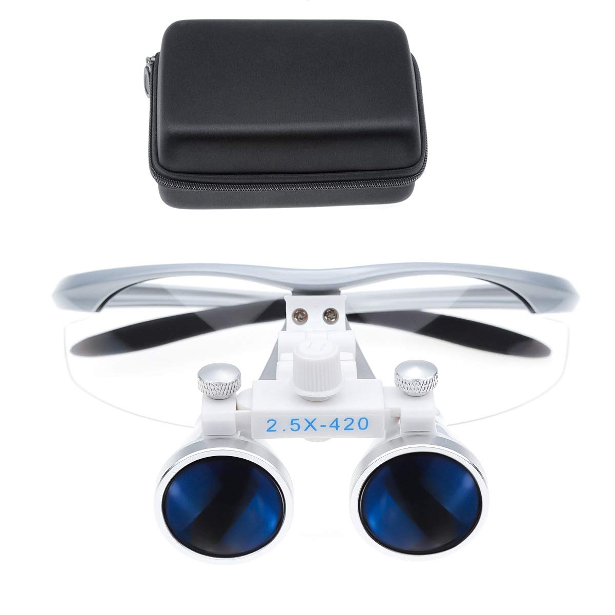 ORILAO 2.5X Magnifier 420mm Portable Loupe Surgical Binocular Loupes Magnifying Glasses (Silver)