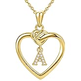 FEZODO Heart Initial Necklaces for Women Girls Kids, Dainty 18K Gold Plated Heart Initial Necklace Teen Girl Gifts Trendy Stuff Cute Letter Pendant Necklace Birthday Gifts for Women Girls Gold Jewelry