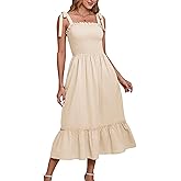 Women Square Neck Ruffle Maxi Dress 2025 Summer Boho Beach Cotton Linen A-Line Spaghetti Strap Long Dress Vacation