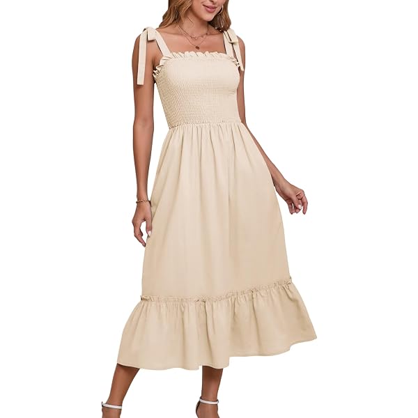 WallFlower Women's Hadley Smocked Bodice Tiered Rayon Gauze Maxi Dress,  Gardenia at Amazon Women's Clothing store