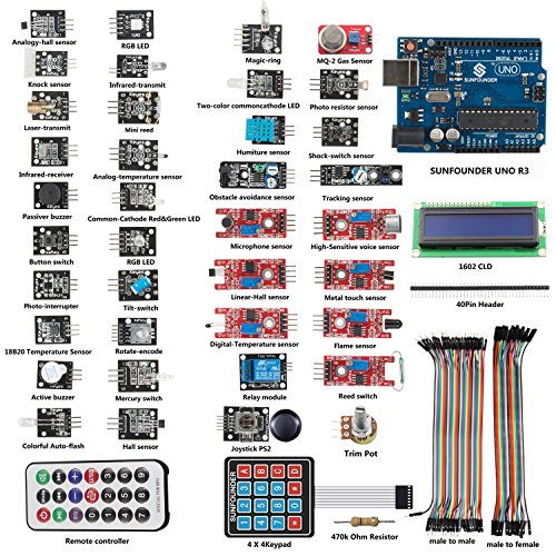SunFounder 37 modules Arduino Sensor Kit for Arduino UNO R3 Mega2560 Mega328 Nano (with UNO R3) - Including 87 Page Instructions Book